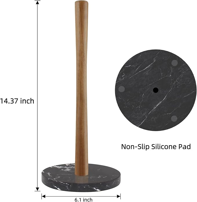 Buruis Wood Paper Towel Holder, Marble Base Modern Decorative Countertop - Image 7