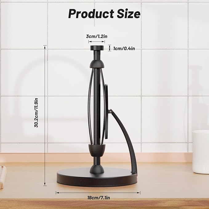 VEHHE Paper Towel Holder Countertop, One-Handed Tear, Stainless Steel, Stand - Image 5