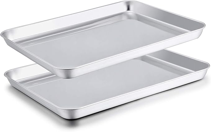 TeamFar Baking Sheet Set of 2, Baking Pans Tray Cookie Sheet Stainless Steel by TeamFar
