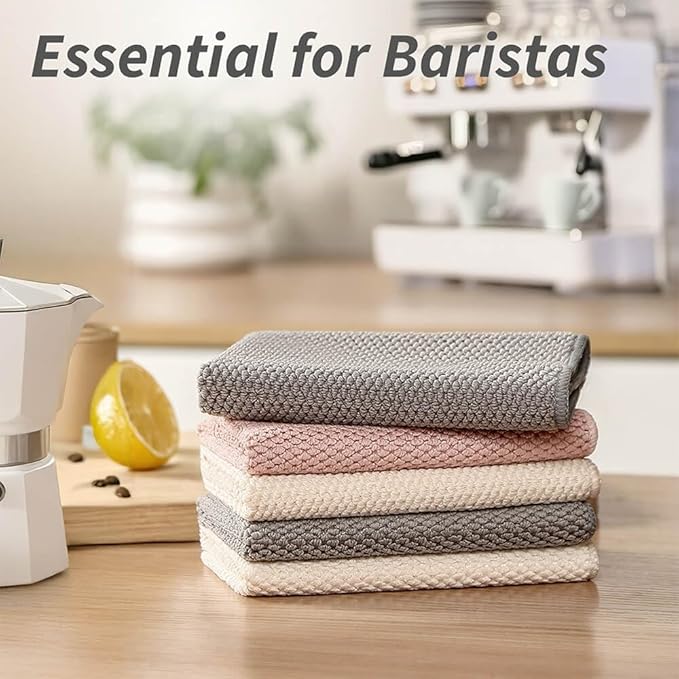 Barista Towel 6 Pack, Extra Thick Microfiber Coffee Cleaning Cloths, Espresso - Image 7