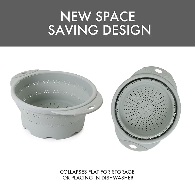 Dexas 10" Collapsible Silicone Colander in Sage, Kitchen Strainer - Image 6