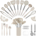 Silicone Cooking Utensils Set Utensil: 40 Pcs Black Stainless Steel Cookware Set by InspiredLivingKitchenHealth