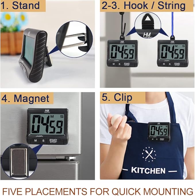3" Large Display Kitchen Timer - Image 3