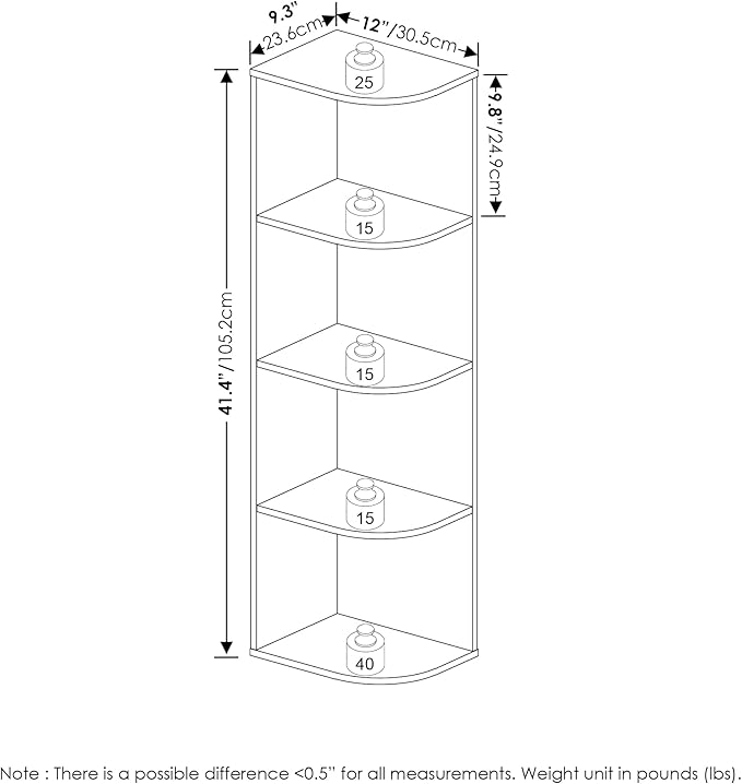 Furinno Pasir 4-Tier Corner Open Shelf Bookcase - Image 3