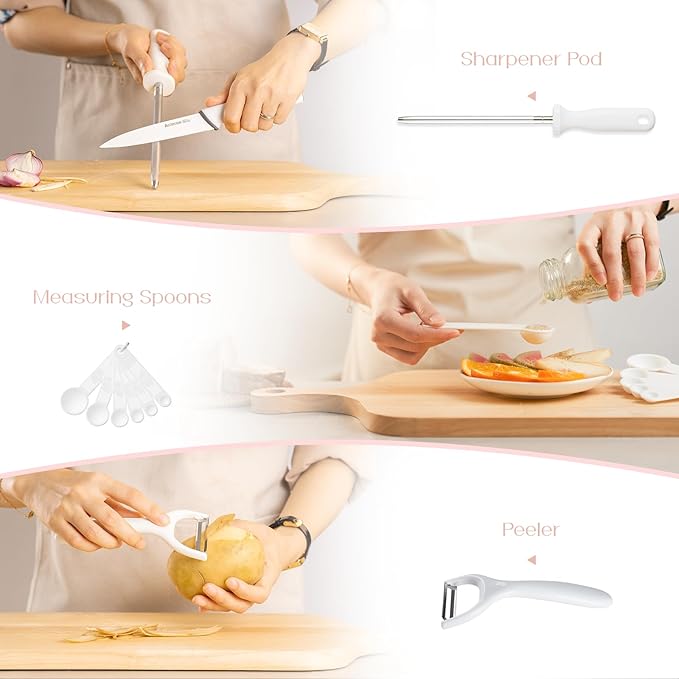 Astercook Knife Set with Block and Sharpener, 22 Piece Kitchen Knife Set - Image 8