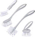 Dish & Bottle Brush Set, 4-Piece Kitchen Cleaning Brushes, Plastic Handles by Perastra