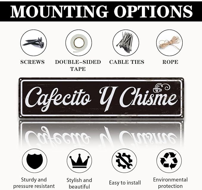 Coffee Metal Signs, Cafecito y Chisme Sign, Funny Coffee Home Decor, Farmhouse - Image 3