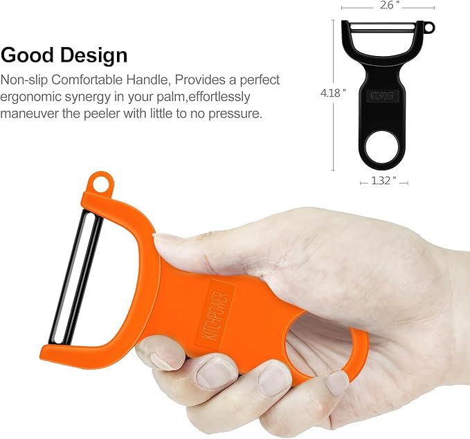 Original Vegetable Fruit Peeler Carbon Steel Blade 3 Pack Orange/Blue/Yellow… - Image 6