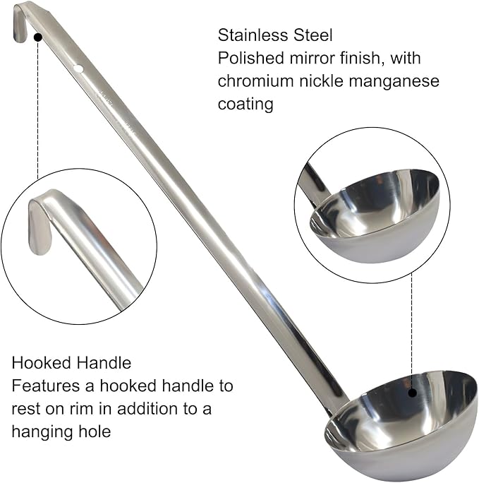 4 Oz Stainless Steel Ladle, 11.8" Long Handle Length - Image 3