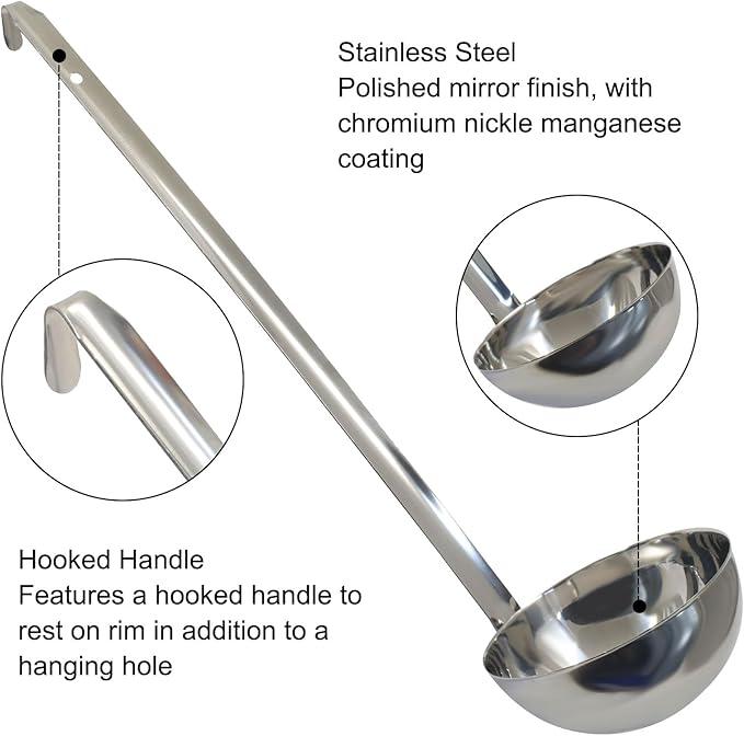 10 Oz Stainless Steel Ladle, Portioning and Serving Soup and Stew in - Image 3