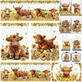 13 Pcs Sunflower Highland Cow Kitchen Curtains Valance Decor Set