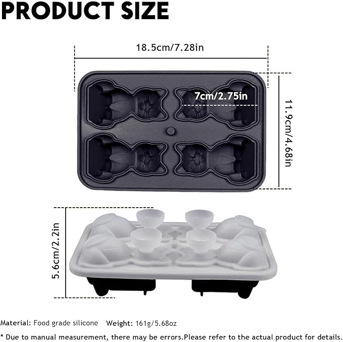 4 Cavities 3D Cat Ice Cube Molds, Cute Cat Shape Ice Mold, Large Ice Cube Tray - Image 2
