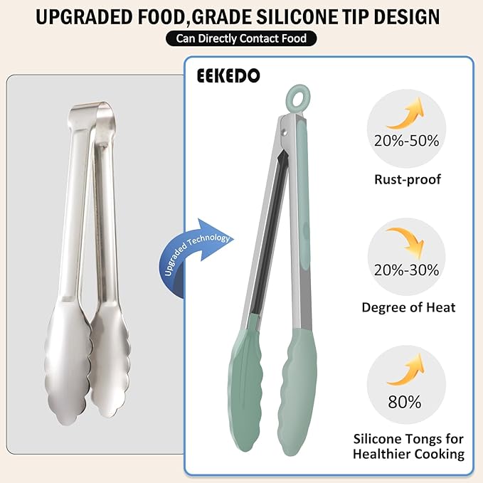 Tongs for Cooking, 600ºF High Heat-Resistant Stainless Steel Kitchen Tongs - Image 9