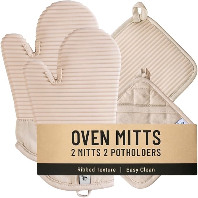 Extra Long Silicone Oven Mitts and Pot Holders Sets | Heat Resistant 500°F - Image 9