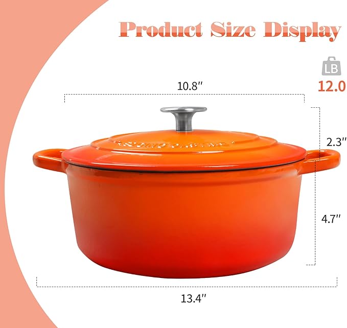 EDGING CASTING Enameled Cast Iron Dutch Oven, 5.5 Quart, Round Cast Dutch Ovens - Image 3