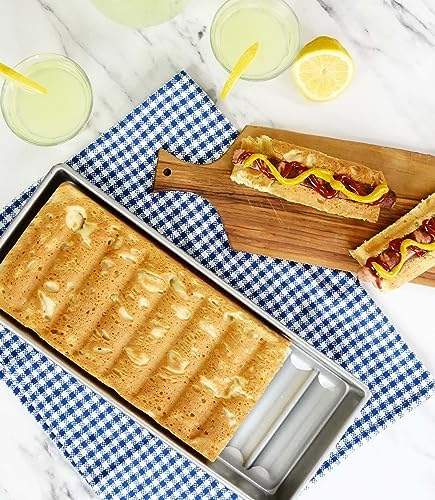 USA Pan Bakeware Nonstick New England Hot Dog Bun and Lobster Roll Loaf Pan, Aluminized Steel