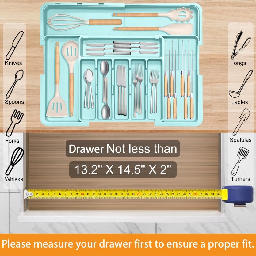 Homecor Silverware Organizer - Expandable Large Kitchen Drawer Organizer