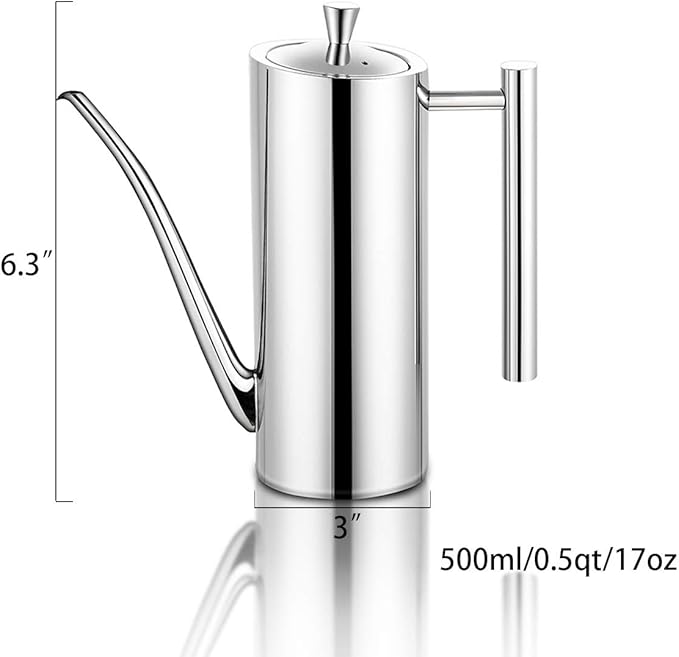 Sumerflos Olive Oil Dispenser Bottle Stainless Steel, 500ml/17oz Drip-Free - Image 2