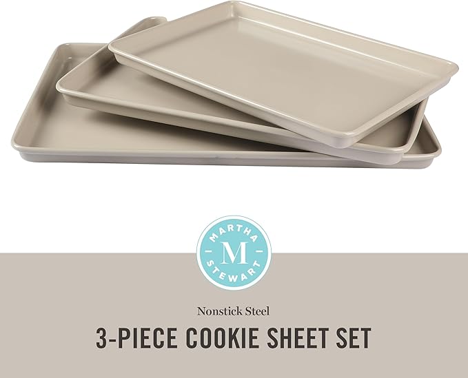Martha Stewart Gallen 3-Piece Cookie Sheet Set – 13", Ceramic Nonstick - Image 2