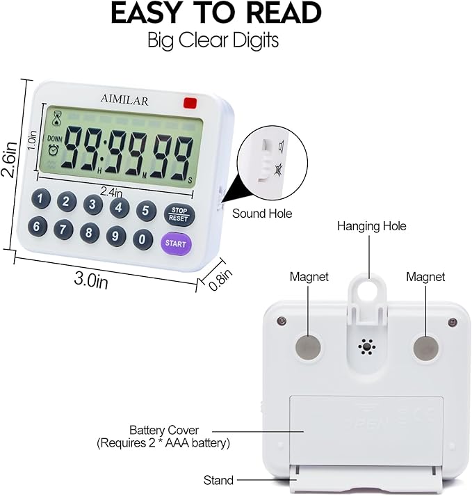 AIMILAR Magnetic Digital Kitchen Timer - Image 6
