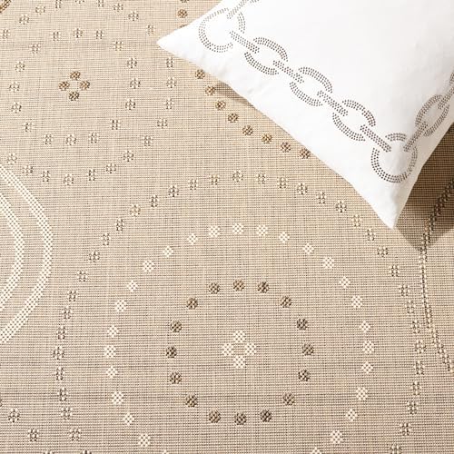 SAFAVIEH Washable Rug Outdoor Courtyard Collection - 2'7" x 5', Natural & Brown, Non-Shedding & Easy Cleaning, Ideal for Patio, Backyard, Mudroom (CY1906-3001)