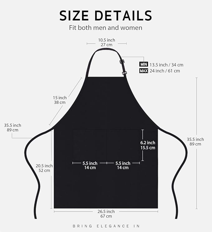 Syntus 12 Pack Bib Apron, Unisex Aprons Adjustable Thicker Version Waterdrop - Image 2