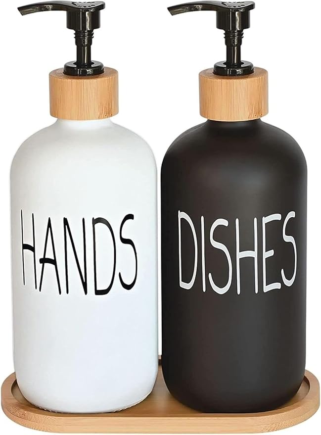 Glass Soap Dispenser Set, Hand Soap and Dish Soap Dispenser by DIDROOM