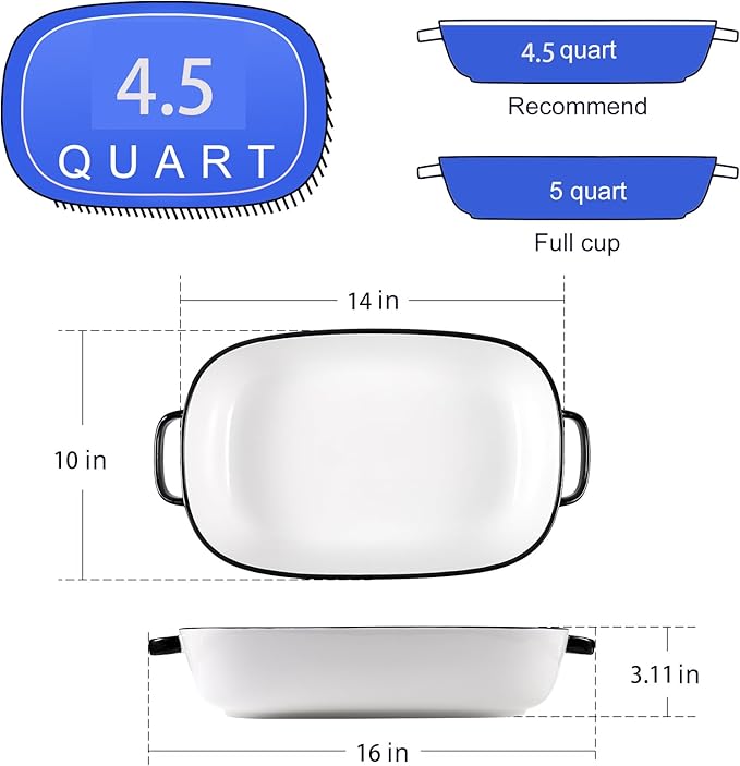 4.5 Quart Ceramic Baking Dish, Serving Bakeware - Image 6