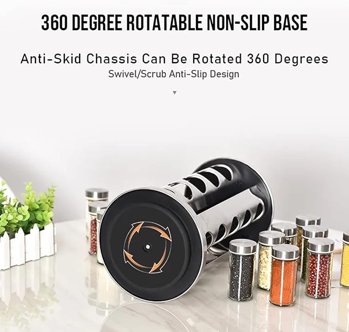 EBIZ&TECH 20-Jar Stainless Steel Rotating Spice Rack - Image 2