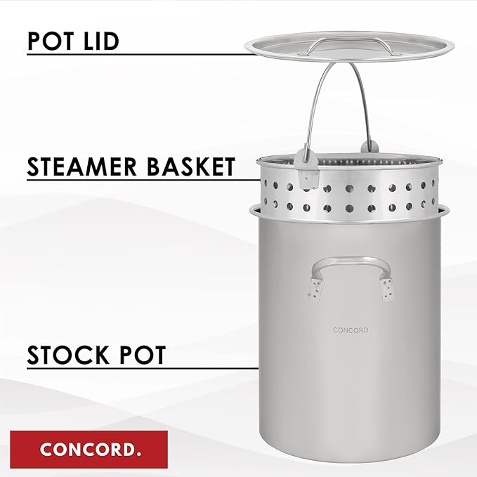 CONCORD 36 QT Stainless Steel Stock Pot w/Basket. Heavy Kettle. Cookware - Image 2