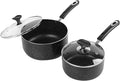 Nonstick Saucepan Set with Lid, Non Stick 2Qt & 3Qt Sauce Pan Set with Glass by HooJay