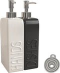 Soap Dispenser Set with Funnel, Non-Slip Silicone Pads, 2 Pack Ceramic by Karisky
