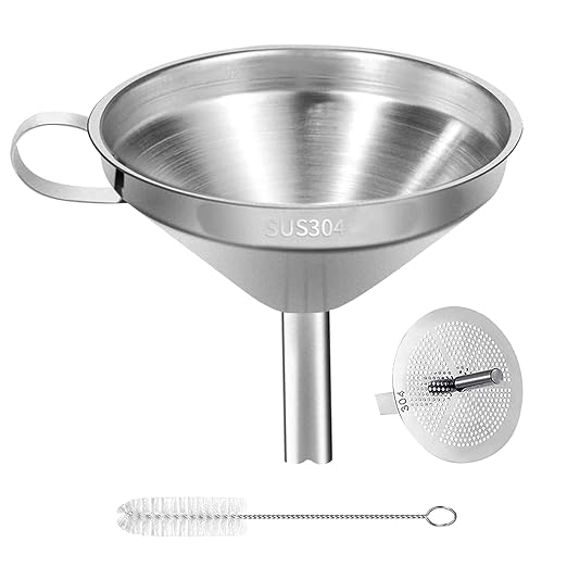 Stainless Steel Kitchen Funnel, 4.3-Inch Food Grade Metal Funnel by Ecurfu