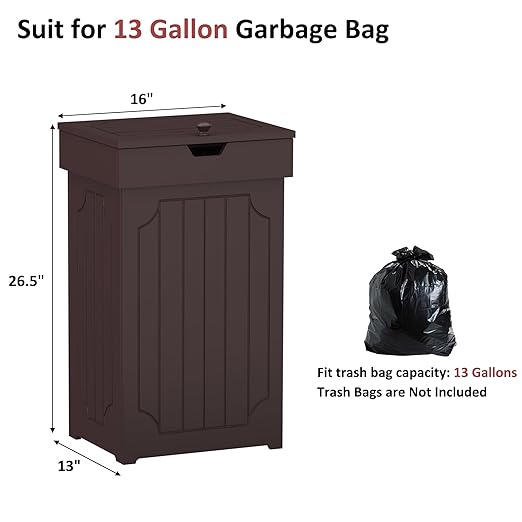 Function Home Trash Can Cabinet, 13 Gallon Kitchen Garbage Can, Wood Recycling - Image 3
