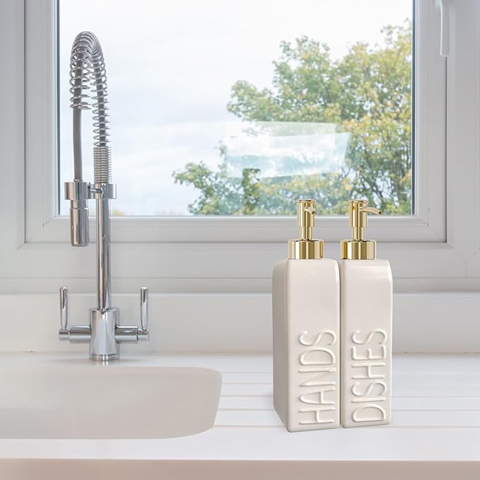 Soap Dispenser Set with Gold Stainless Steel Pump and a Funnel, 2 Pack Modern - Image 2