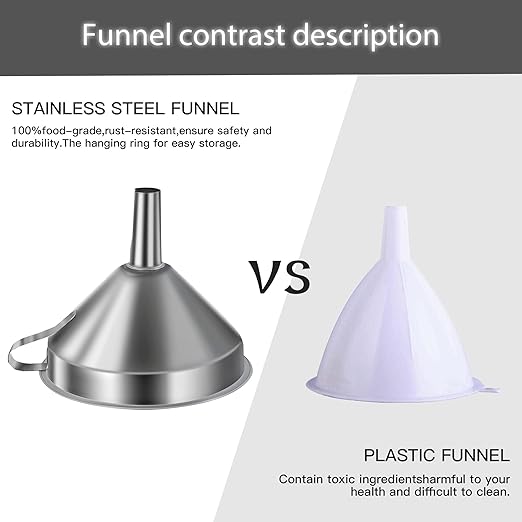 Small Funnels for Filling Bottles, Stainless Steel Small Kitchen Funnel Set of 3 - Image 4