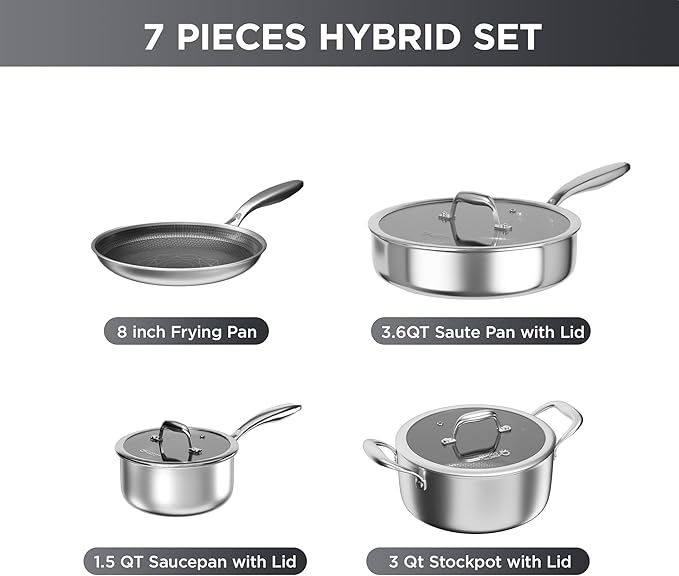 COOKER KING 7 PCS Stainless Steel Cookware Set, Pots and Pans Set Non Stick - Image 6