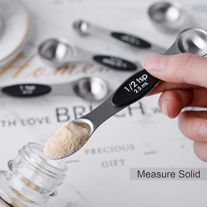 Magnetic Measuring Spoons Set of 7 Stainless Steel Dual Sided Teaspoon - Image 4