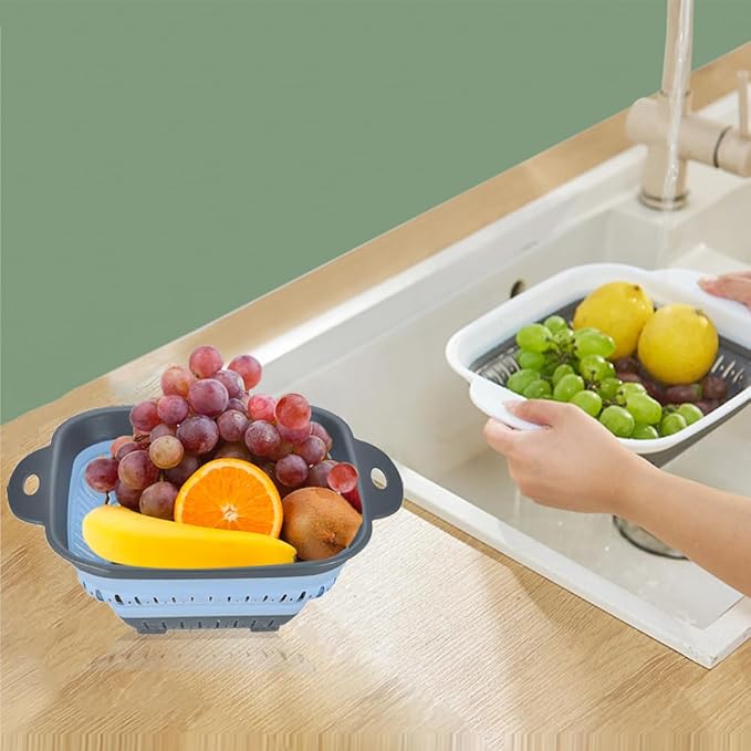 Collapsible Colander Set, Square Round Triangles Silicone Kitchen Strainer - Image 7