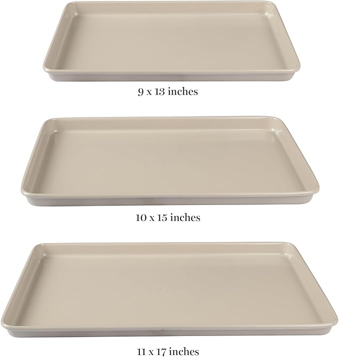 Martha Stewart Gallen 3-Piece Cookie Sheet Set – 13", Ceramic Nonstick - Image 3