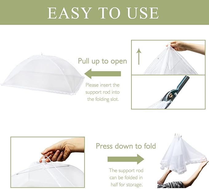 Food Covers Food Tent for Outside Mesh to Keep Bugs away, 2 Extra Large Size - Image 3