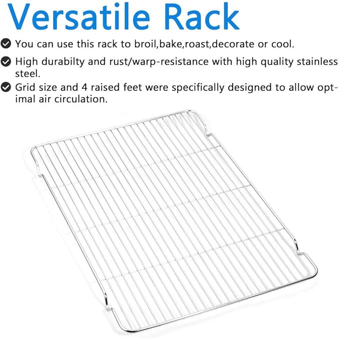 Cookie Sheet and Cooling Rack Set, 16 inch Stainless Steel Baking Pan - Image 5