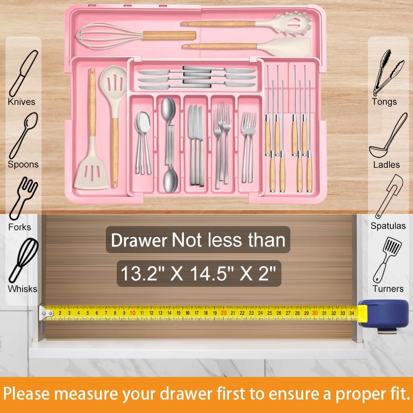 Homecor Silverware Organizer - Expandable Large Kitchen Drawer Organizer