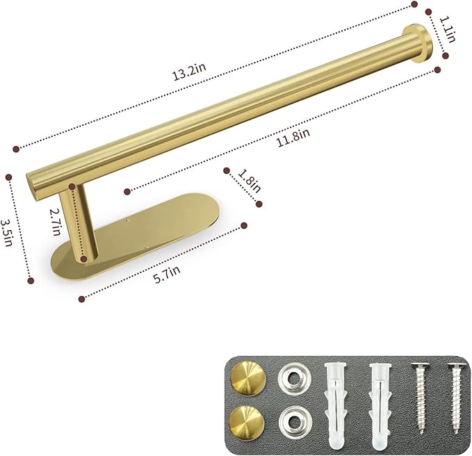 Paper Towel Holder with 2 Hooks-Under Cabinet Paper Towel Holder - Image 6