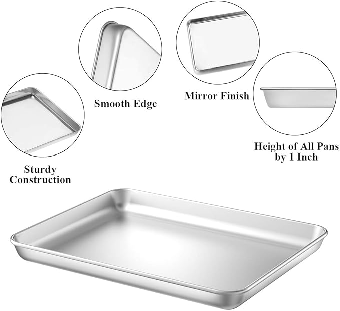 Baking Sheet with Rack Set, Wildone Stainless Steel Cookie Sheet Baking Pan - Image 3
