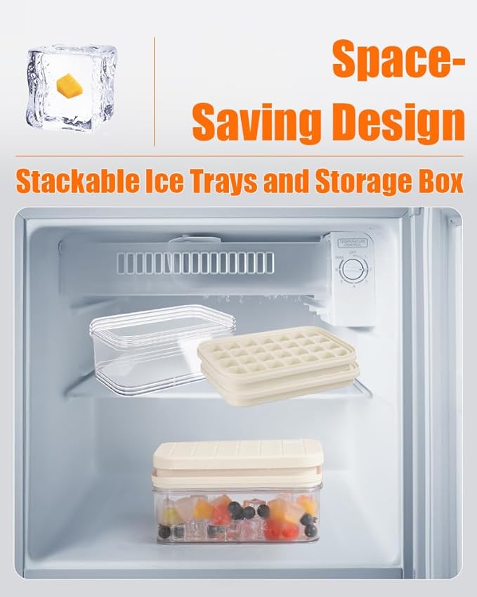 Brigii Ice Cube Tray with Lid&Bin, Ice Cube Mold with 56 Cubes, Stackable Ice - Image 5