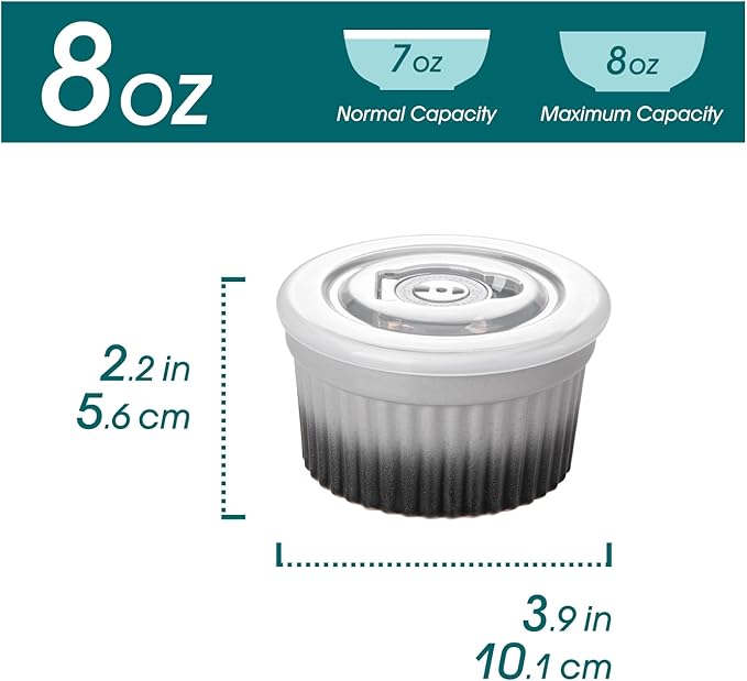 vancasso 8 oz Ramekins with Lid, Porcelain Creme Brulee Souffle Dishes - Image 2