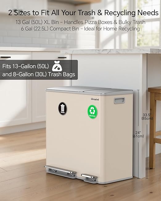 Lovewind Dual Trash and Recycling Bins - Image 3