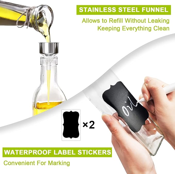 Showvigor Olive Oil Dispenser, 17oz/500ml Square Tall Glass Container - Image 5