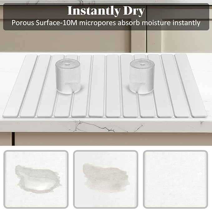Large Stone Dish Drying Mats for Kitchen Counter, Quick Drying Collapsible Dish - Image 2